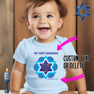 My 1st Hanukkah blue2 Baby Bodysuit