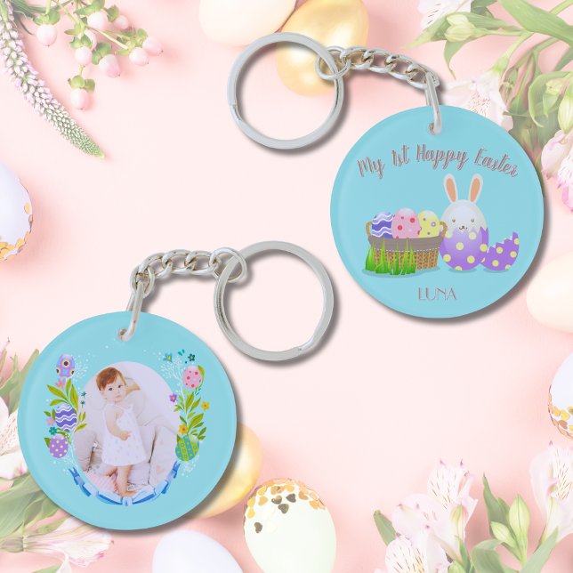 My 1st Happy Easter Circle Key Ring (My 1st Happy Easter Circle Keychain)