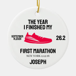 My 1st Marathon Runner First Marathoner Running Ceramic Tree Decoration