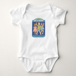 My 1st Rave Vintage Postcard Illustration Baby Bodysuit