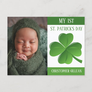 My 1st St Patrick's Day Baby Photo Shamrocks  Holi Holiday Postcard