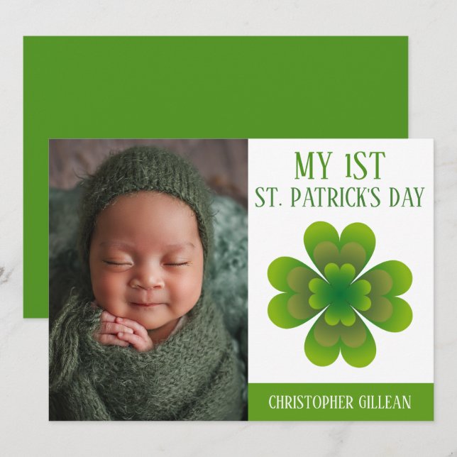 My 1st St Patrick's Day Baby Photo Shamrocks  Holiday Card (Front/Back)