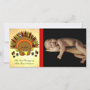 My 1st Thanksgiving Cute Turkey Photo Card