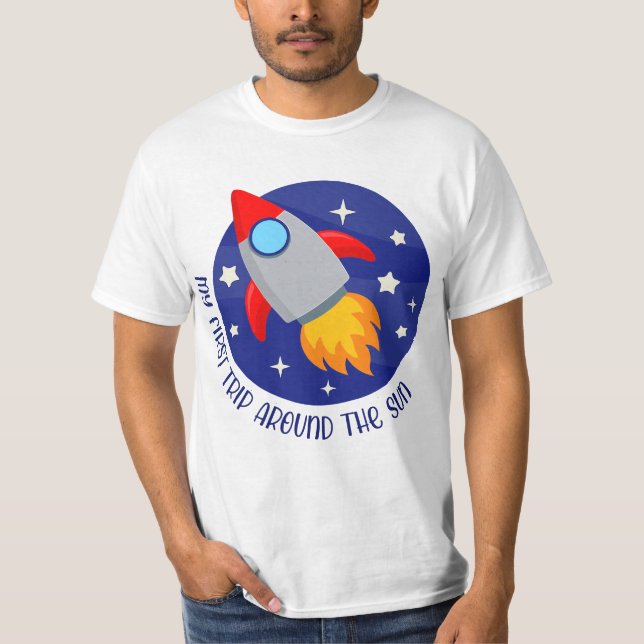 My 1st Trip Around The Sun Rocket 1st Birthday Gif T-Shirt (Front)