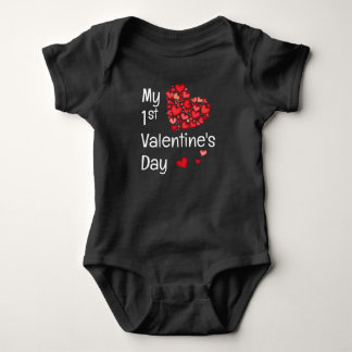 My 1st Valentine's Day Doodle Heart Baby Bodysuit