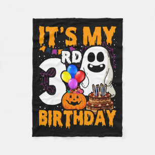 My 3rd Birthday Ghost Pumpkin Halloween Party 3 Ye Fleece Blanket