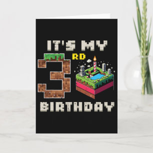 My 3rd Birthday Pixel Game 3 Cake Video Gamer Boys Card