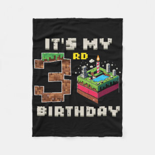 My 3rd Birthday Pixel Game 3 Cake Video Gamer Boys Fleece Blanket