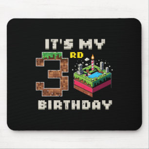 My 3rd Birthday Pixel Game 3 Cake Video Gamer Boys Mouse Mat