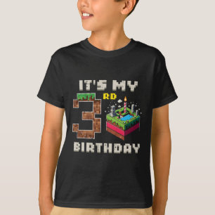 My 3rd Birthday Pixel Game 3 Cake Video Gamer Boys T-Shirt
