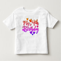 My 4th birthday rainbow toddler t-shirt
