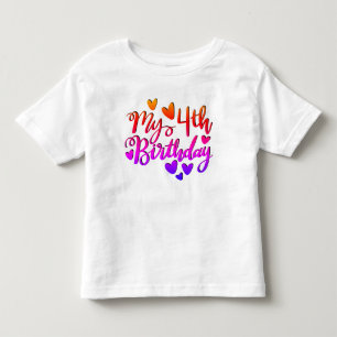 My 4th birthday rainbow toddler t-shirt