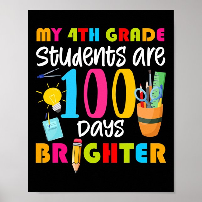 My 4th Grade Students Are 100 Days Brighter Fun 10 Poster (Front)