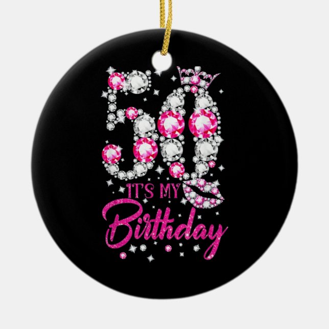 My 50th Birthday Queen Ceramic Tree Decoration (Front)