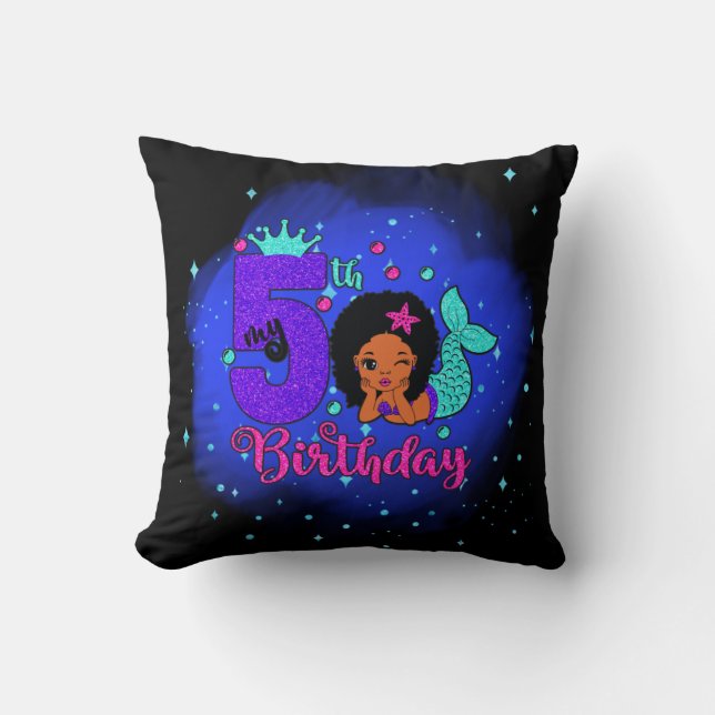 My 5th Birthday Mermaid Cushion (Front)
