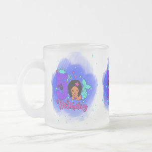My 5th Birthday Mermaid Frosted Glass Coffee Mug