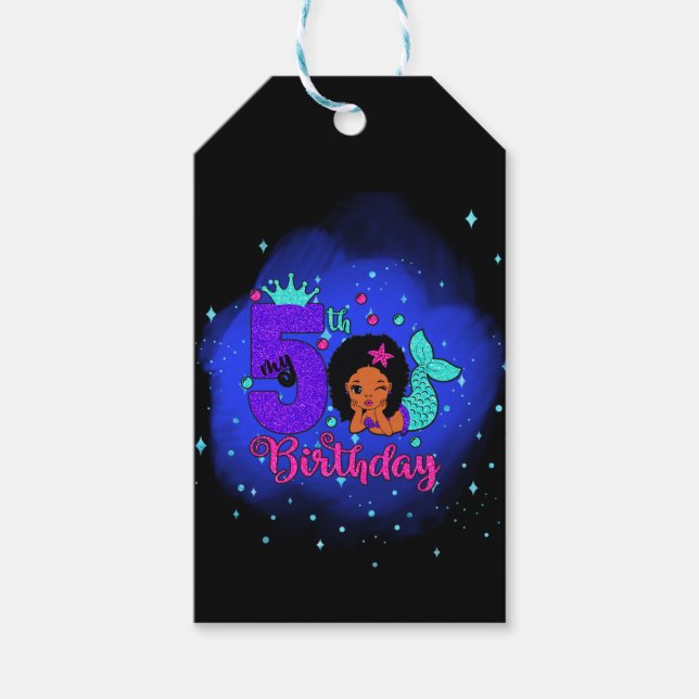 My 5th Birthday Mermaid Gift Tags (Front)