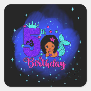 My 5th Birthday Mermaid Square Sticker