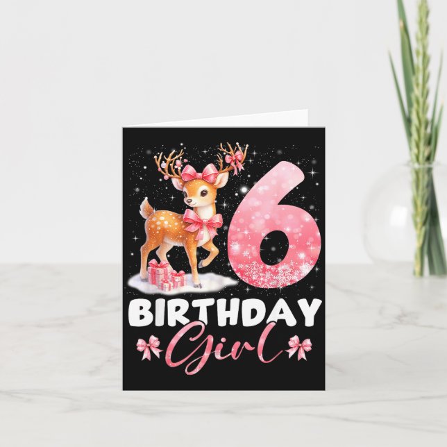 My 6th Birthday Girl Rudolph Nk Coquette 6 Years O Card (Front)