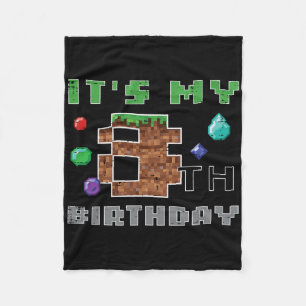 My 8th Birthday Pixel 8 Gamer Video Gaming Boys Ki Fleece Blanket