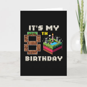 My 8th Birthday Pixel Game 8 Cake Video Gamer Boys Card