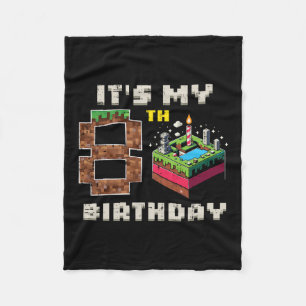 My 8th Birthday Pixel Game 8 Cake Video Gamer Boys Fleece Blanket