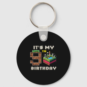 My 9th Birthday Pixel Game 9 Cake Video Gamer Boys Key Ring