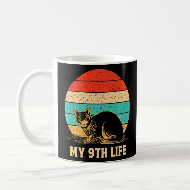 My 9th Life Cat  Birthday Kitten Bday Dad Jokes Fa Coffee Mug (Left)