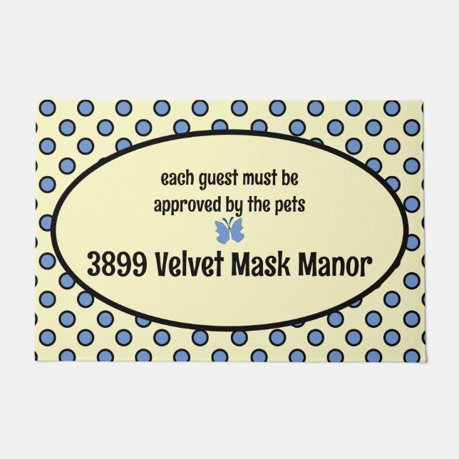 My Address on a Pet Friendly  Doormat (Front)