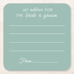 My advice for the bride & groom fun green wedding  square paper coaster