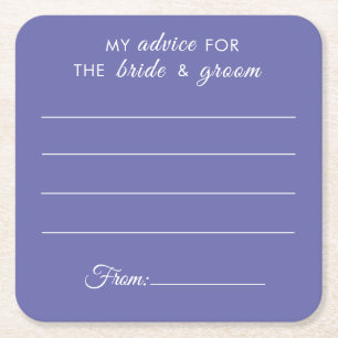 My advice for the bride & groom fun purple wedding square paper coaster