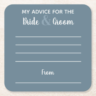 My advice for the bride & groom grey fun square paper coaster