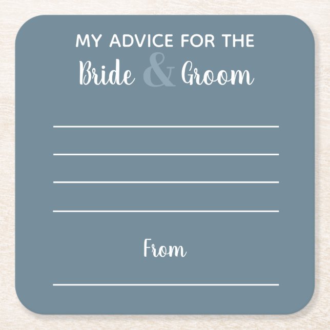 My advice for the bride & groom grey fun  square paper coaster (Front)