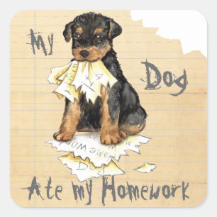 My Airedale Ate My Homework Square Sticker