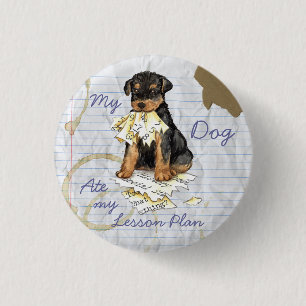 My Airedale Ate My Lesson Plan 3 Cm Round Badge