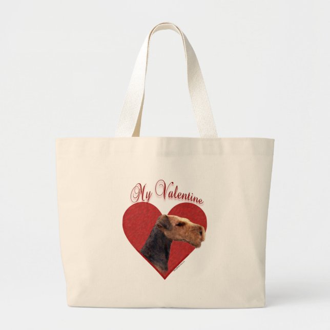 My Airedale Terrier Valentine Large Tote Bag (Front)