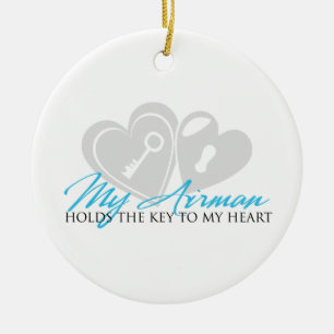 My Airman Holds the Key to my Heart Ceramic Tree Decoration