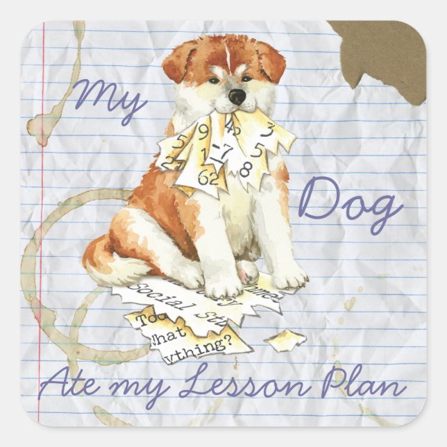 My Akita Ate My Lesson Plan Square Sticker (Front)