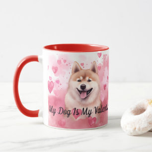 My Akita Dog Is My Valentine Personalised Name Mug