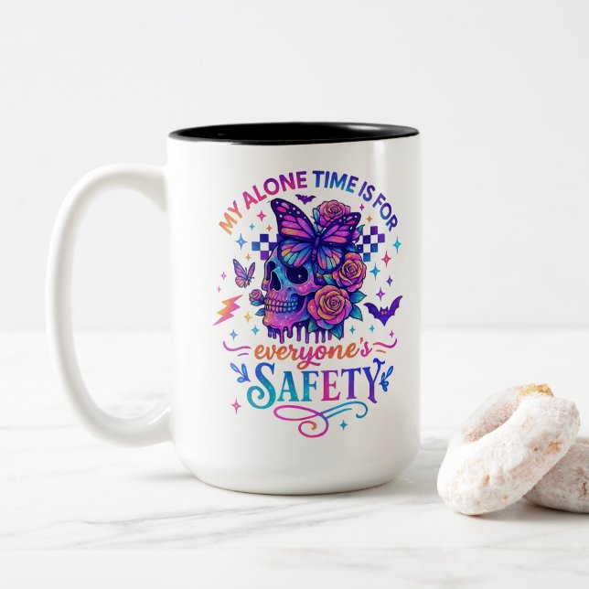 My Alone Time...  Two-Tone Coffee Mug (With Donut)