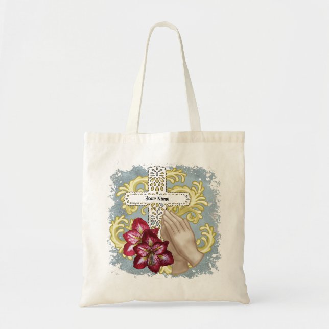 My Amaryllis Christian Cross Tote Bag (Front)
