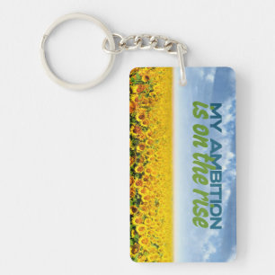 My ambition is on the rise Motivation Affirmation Key Ring