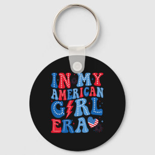 My American Girl Era Retro 4th Of July Groovy Patr Key Ring