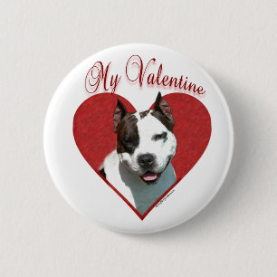 My AmStaff Valentine 6 Cm Round Badge
