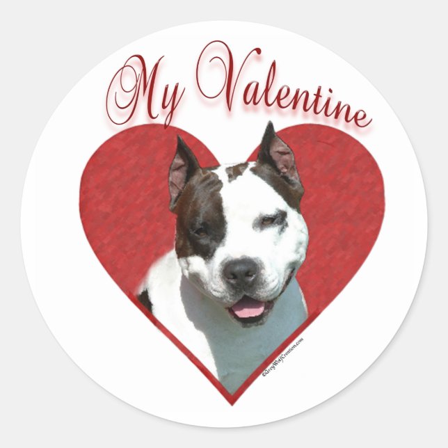 My AmStaff Valentine Classic Round Sticker (Front)