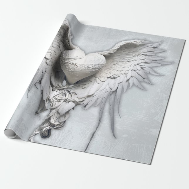 My Angel Heart, Winged Heart Wrapping Paper (Unrolled)
