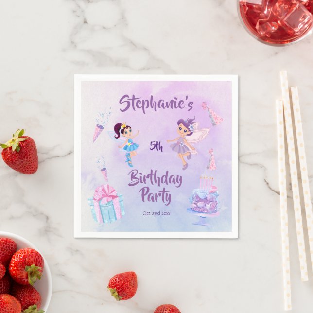 My angel is turning five:Fairytale themed birthday Napkin (Insitu)