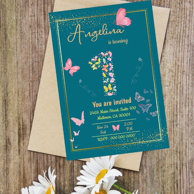 My angel is turning one : my butterfly's birthday  invitation (Creator Uploaded)