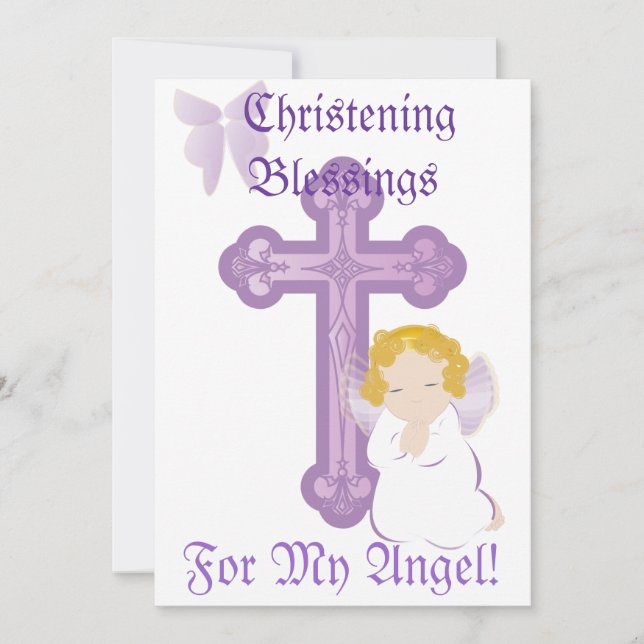 My Angel's Christening Blessings-Customise Invitation (Front)