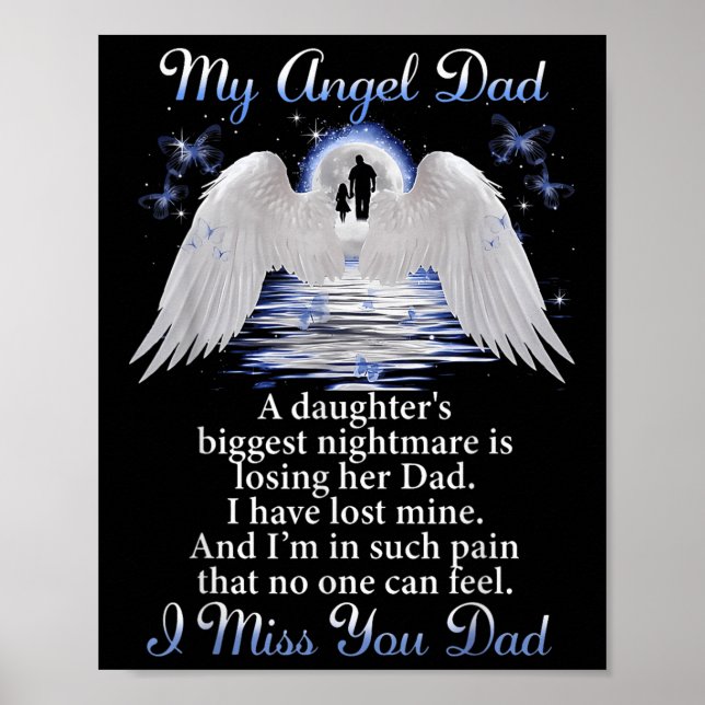 My Angle Dad I Miss You Dad Memorial Day Fathers  Poster (Front)